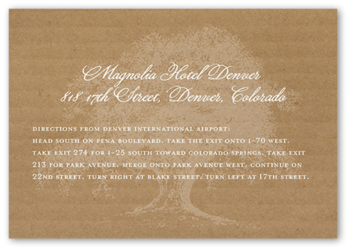 Rustic Statement Wedding Enclosure Card, Brown, Matte, Pearl Shimmer Cardstock, Square, Camel