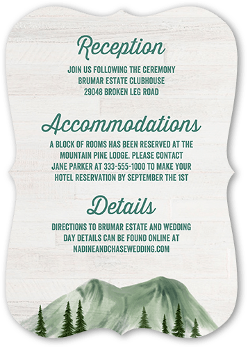 Mountain Nuptials Wedding Enclosure Card, Green, Pearl Shimmer Cardstock, Bracket