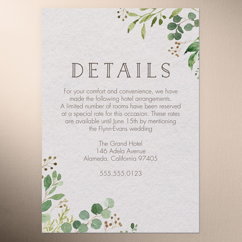 Botanical Union Wedding Enclosure Card, Beige, Matte, Pearl Shimmer Cardstock, Square