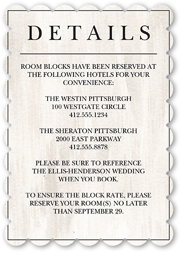 Verdant Union Wedding Enclosure Card, Beige, Signature Smooth Cardstock, Scallop