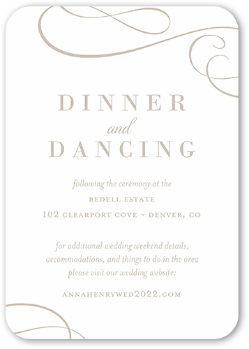 Classic Calligraphy Wedding Enclosure Card, Brown, 100% Recycled Cardstock , Rounded, Brown