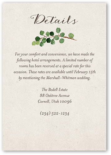 Woodgrain Floral Wedding Enclosure Card, Brown, Matte, Signature Smooth Cardstock, Square