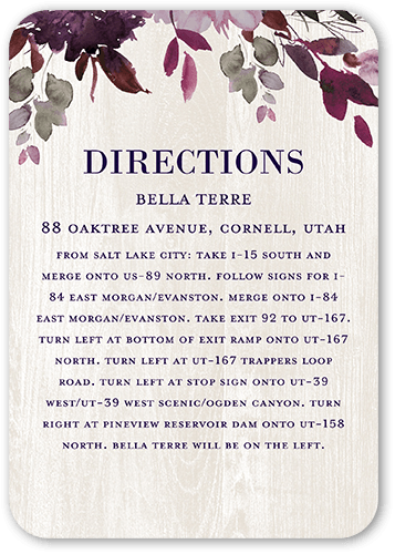 Muted Floral Wedding Enclosure Card, Purple, Matte, Signature Smooth Cardstock, Rounded