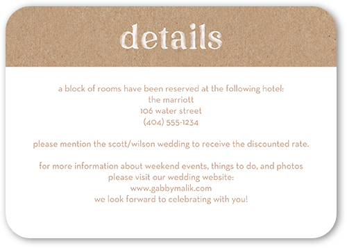 Classically Textured Wedding Enclosure Card, Brown, Standard Smooth Cardstock, Rounded, Cafe