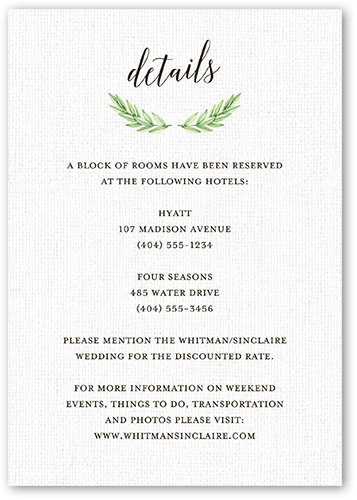 Arched Greenery Wedding Enclosure Card, Gray, Matte, Pearl Shimmer Cardstock, Square, Gray