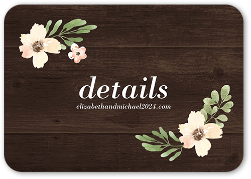 Old Fashioned Floral Wedding Enclosure Card, Brown, Standard Smooth Cardstock, Rounded, Wood