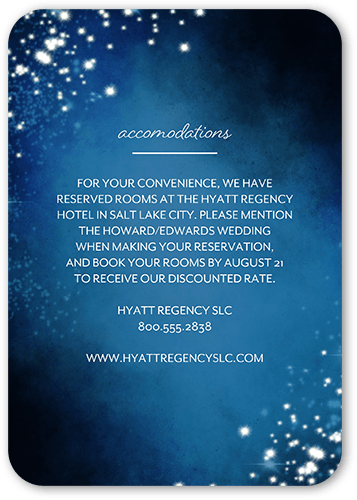 Amongst The Stars Wedding Enclosure Card, Blue, 100% Recycled Cardstock , Rounded, Park Night