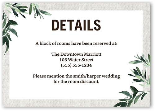 Textured Greenery Wedding Enclosure Card, Gray, Matte, Signature Smooth Cardstock, Square, Gray