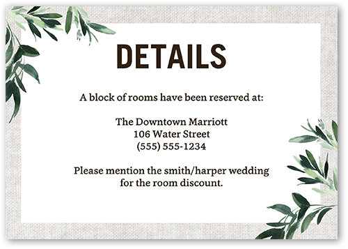 Textured Greenery Wedding Enclosure Card, Gray, Matte, Standard Smooth Cardstock, Square