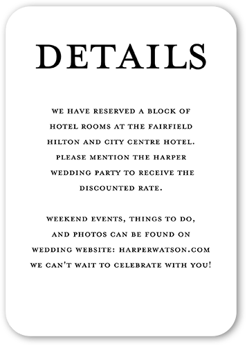 Clean And Modern Wedding Enclosure Card, White, 100% Recycled Cardstock , Rounded, White