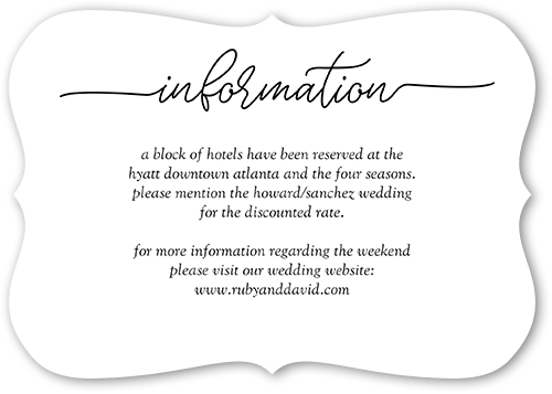 Cursive Style Wedding Enclosure Card, White, 100% Recycled Cardstock , Bracket