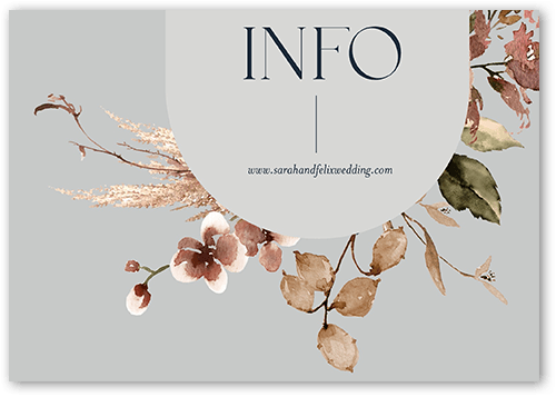 Harvest Bouquet Wedding Enclosure Card, Grey, Matte, Pearl Shimmer Cardstock, Square, Smoke