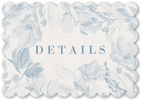 Dusty Blooms Wedding Enclosure Card, Blue, Signature Smooth Cardstock, Scallop