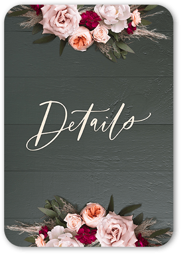 Dark Florals Wedding Enclosure Card, Beige, Pearl Shimmer Cardstock, Rounded, Quarry