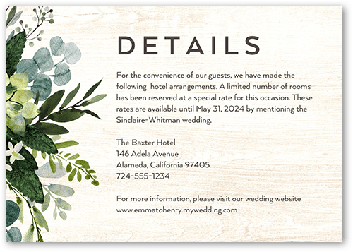 Naturally Green Wedding Enclosure Card, White, Matte, Pearl Shimmer Cardstock, Square