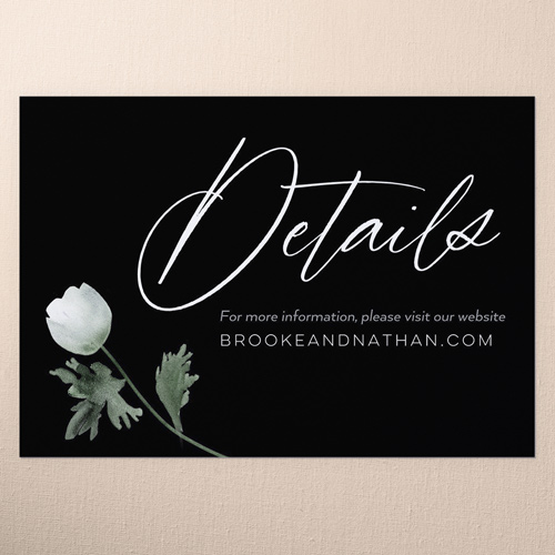Minimal Anemone Wedding Enclosure Card, Black, Matte, Signature Smooth Cardstock, Square, Black