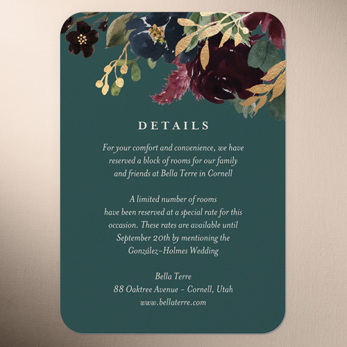 Bouquet Garland Wedding Enclosure Card, Green, Matte, Signature Smooth Cardstock, Rounded