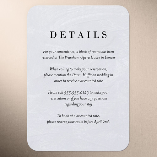 Modern Minimal Wedding Enclosure Card, White, Pearl Shimmer Cardstock, Rounded