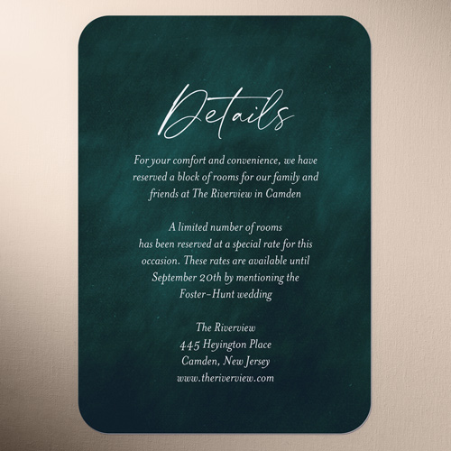 Cloudy Tints Wedding Enclosure Card, Green, Pearl Shimmer Cardstock, Rounded, Tropical