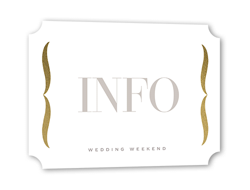 Alluring Ampersand Wedding Enclosure Card, White, Gold Foil, Pearl Shimmer Cardstock, Ticket