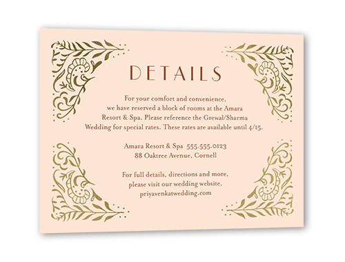Wonderful Weave Wedding Enclosure Card, Pink, Gold Foil, Matte, Pearl Shimmer Cardstock, Square