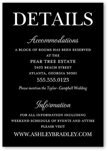 Glistening Glamour Wedding Enclosure Card, Black, Matte, Signature Smooth Cardstock, Square, Black