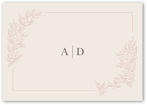 Floral Curve Wedding Enclosure Card, Pink, Matte, Pearl Shimmer Cardstock, Square