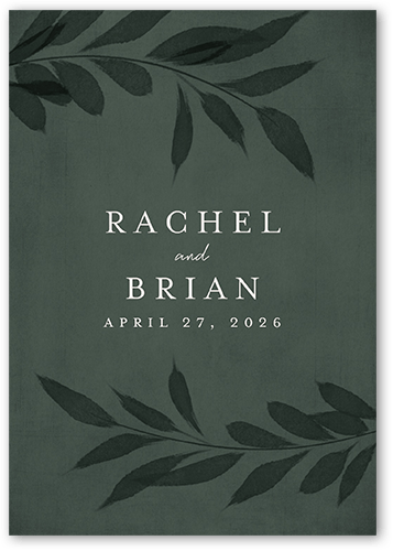 Pressed Leaves Wedding Enclosure Card, Green, Matte, 100% Recycled Cardstock , Square, Green