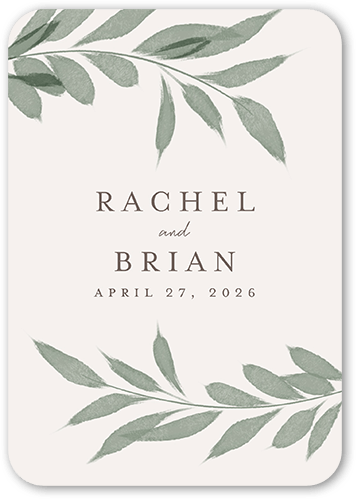 Pressed Leaves Wedding Enclosure Card, Beige, Pearl Shimmer Cardstock, Rounded, Antique White