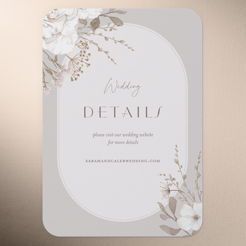 Full Bloom Wedding Enclosure Card, Gray, Pearl Shimmer Cardstock, Rounded