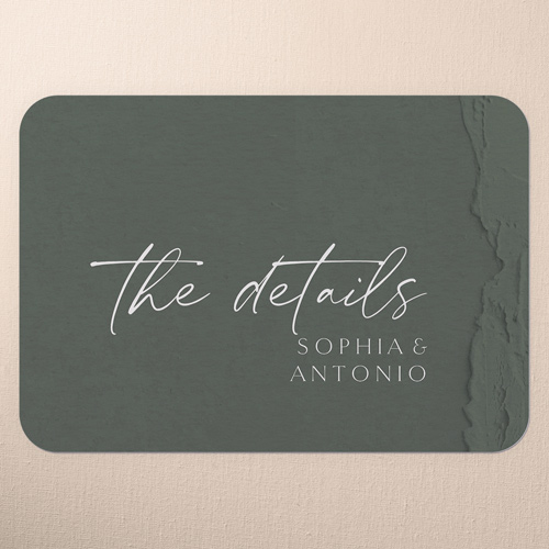 Torn Textures Wedding Enclosure Card, Green, 100% Recycled Cardstock , Rounded, Leafy