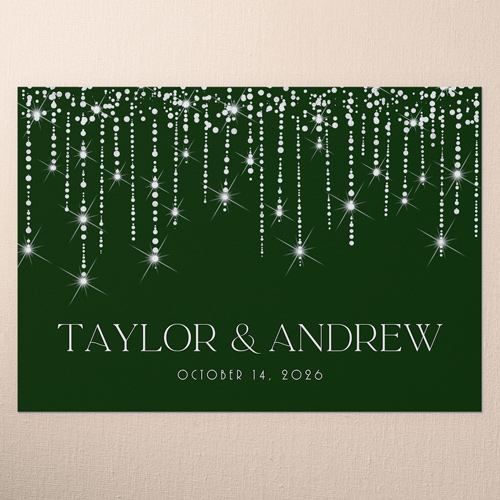 Adorned Glimmer Wedding Enclosure Card, Green, Matte, Pearl Shimmer Cardstock, Square, Leafy