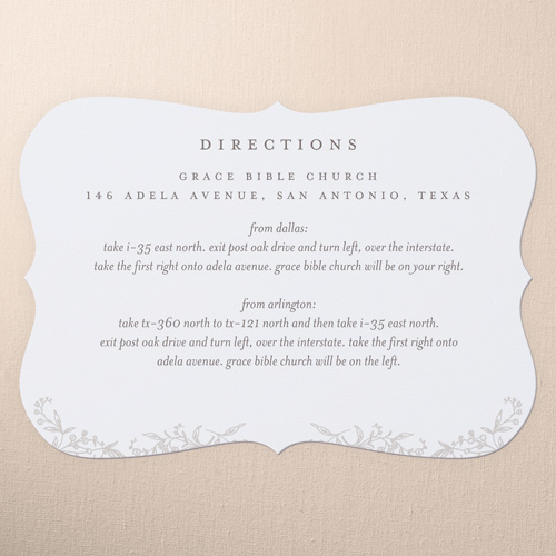 Delicate Florals Wedding Enclosure Card, White, Pearl Shimmer Cardstock, Bracket
