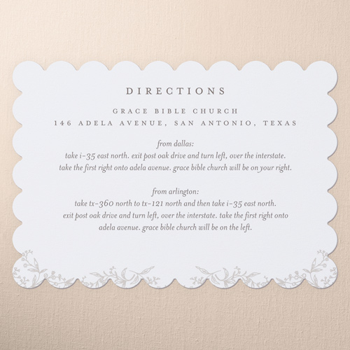 Delicate Florals Wedding Enclosure Card, White, Signature Smooth Cardstock, Scallop