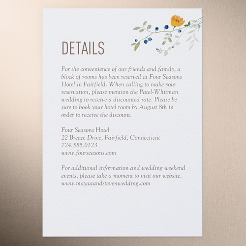 Tranquil Flowers Wedding Enclosure Card, White, Write Your Own Greeting, Matte, 100% Recycled Cardstock ?, Square