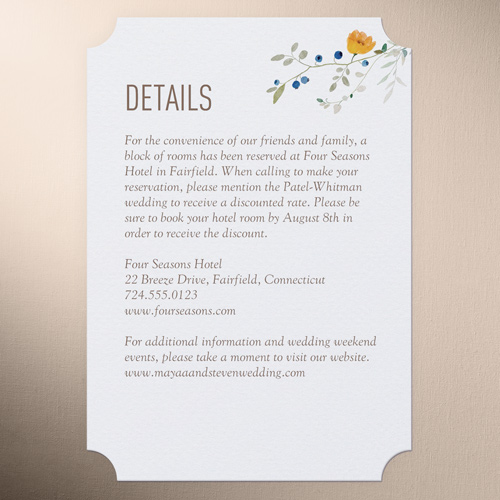 Tranquil Flowers Wedding Enclosure Card, White, Signature Smooth Cardstock, Ticket