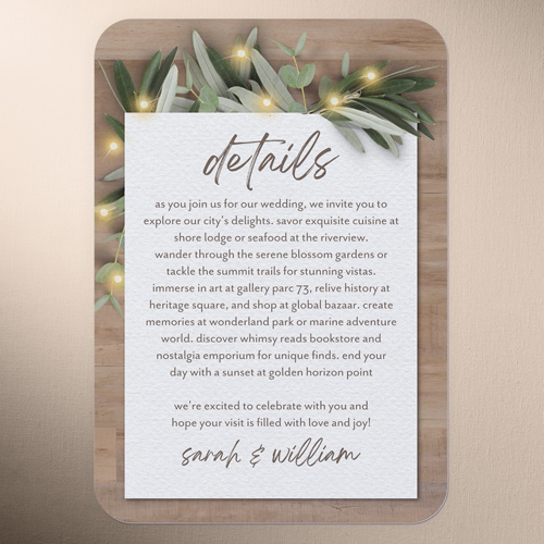 Laurel Accent Wedding Enclosure Card, Beige, Write Your Own Greeting, Pearl Shimmer Cardstock, Rounded