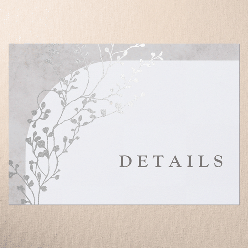 Beaming Branch Wedding Enclosure Card, Silver Foil, Gray, Matte, Pearl Shimmer Cardstock, Square, Gray