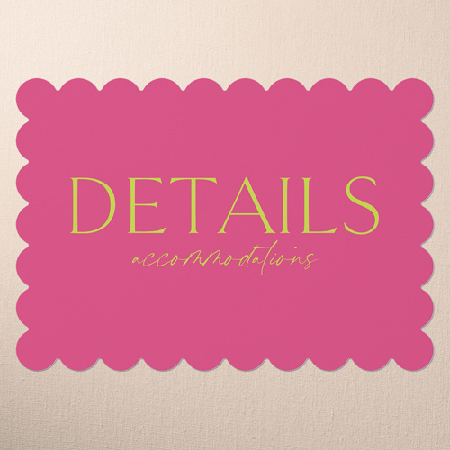 Editable Edition Wedding Enclosure Card, Pink, Pearl Shimmer Cardstock, Scallop