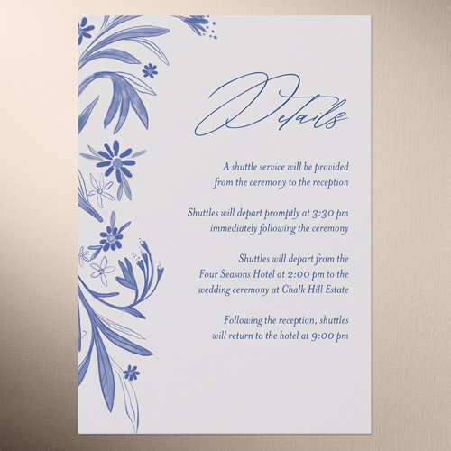 Floral Whimsy Wedding Enclosure Card, Blue, Matte, Signature Smooth Cardstock, Square