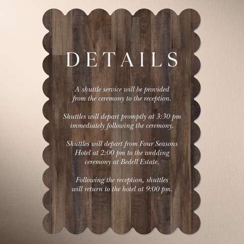 Wooden Wonders Wedding Enclosure Card, Brown, Pearl Shimmer Cardstock, Scallop