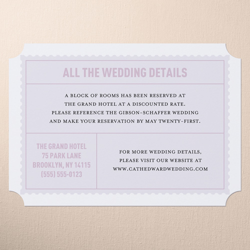 Letters Of Love Wedding Enclosure Card, Purple, Signature Smooth Cardstock, Ticket