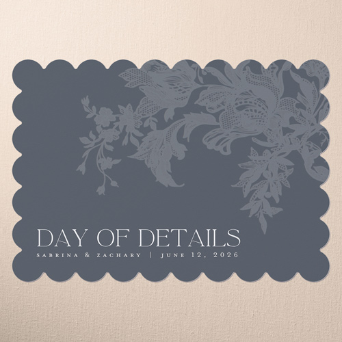 Lace Shadow Wedding Enclosure Card, Gray, Pearl Shimmer Cardstock, Scallop