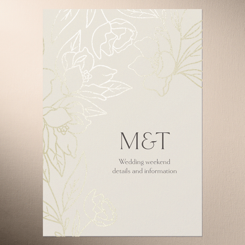 Floral Fantasy Wedding Enclosure Card, Beige, Gold Foil, Matte, Signature Smooth Cardstock, Square, Cream