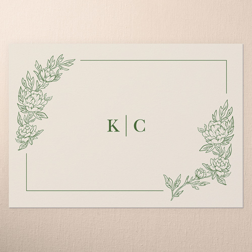 Floral Curve Wedding Enclosure Card, White, Matte, Signature Smooth Cardstock, Square
