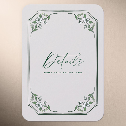 Double Bow Enclosure Wedding Enclosure Card, Green, 100% Recycled Cardstock , Rounded, Pine Grove