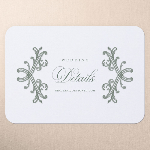 Majestic Emblem Wedding Enclosure Card, Green, Pearl Shimmer Cardstock, Rounded, Basil