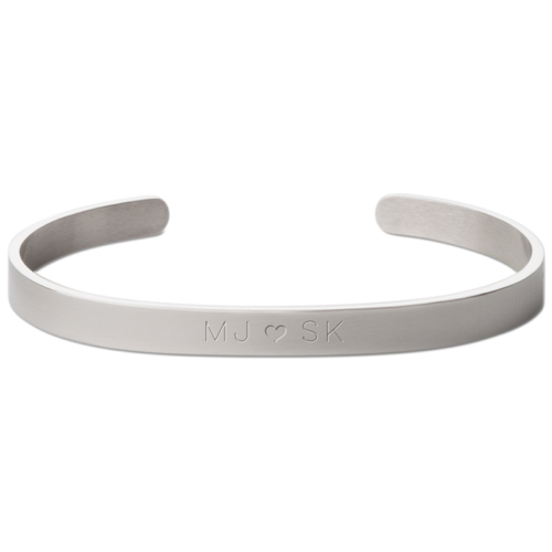 Perfect Pair Heart Engraved Cuff, Silver