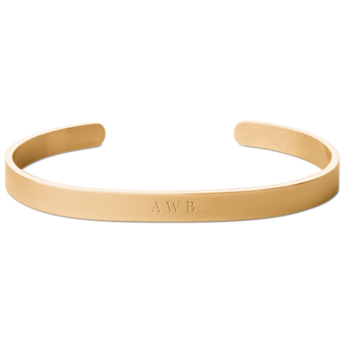 Three Letter Monogram Engraved Cuff, Gold