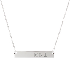 anchor engraved bar necklace